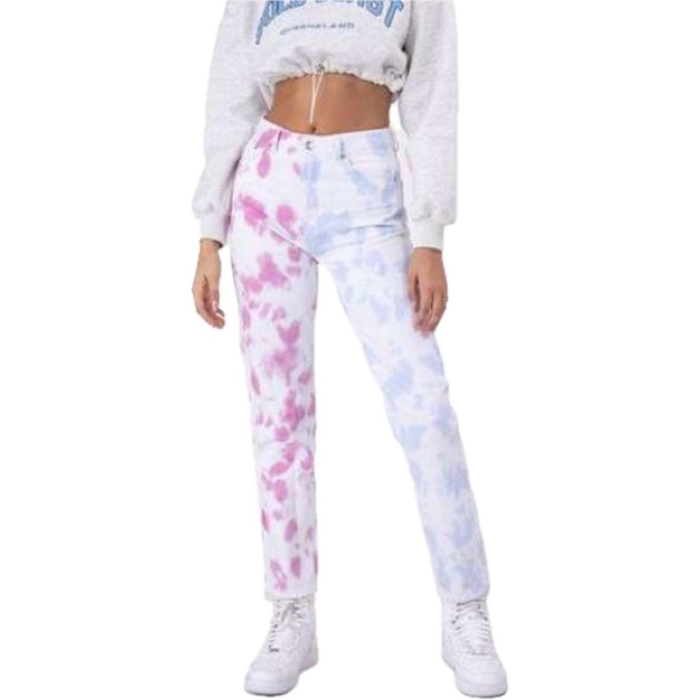 Adika Tie Dye Boyfriend Jeans Blue/Pink NWT